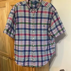 Polo Ralph Lauren 2XB blue, green and red plain button up